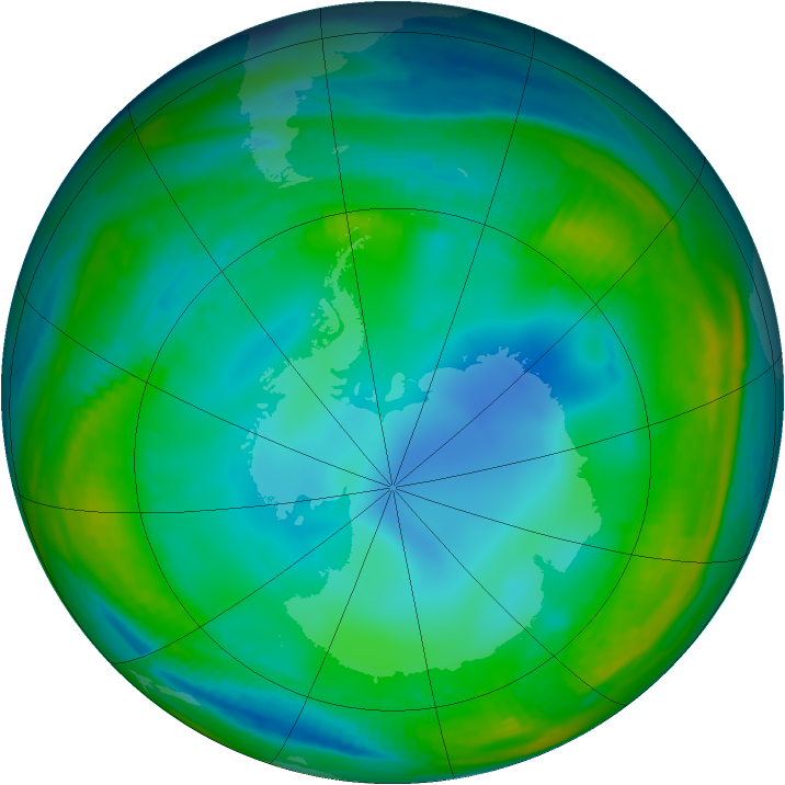 Antarctic ozone map for 15 July 1999